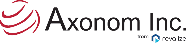 The logo of Axonom Inc. showcases a red, abstract globe design, and the company name in black text with the tagline from revalize in smaller blue font, reflecting their expertise in CRM and ERP integration.