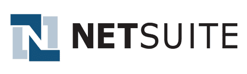 NetSuite logo featuring a stylized N icon in blue shades to the left of the black text NETSUITE on a white background.