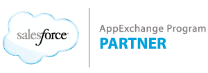 Salesforce AppExchange Program Partner logo with the Salesforce cloud logo on the left and the text AppExchange Program Partner on the right.
