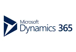 Microsoft Dynamics 365 logo featuring a stylized triangular icon and the text Microsoft Dynamics 365 in blue, often utilized by HVAC equipment manufacturers CPQ solutions, on a white background.