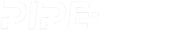 White logo with the text PIPE-FLO in large font and from realize in smaller font at the bottom right corner, referencing the PIPE-FLO Manufacturing Report 2026, on a transparent background.