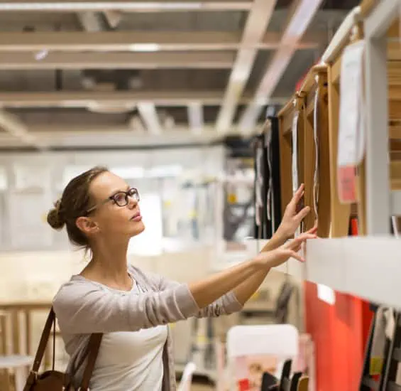 Woman looking at fabric swatches