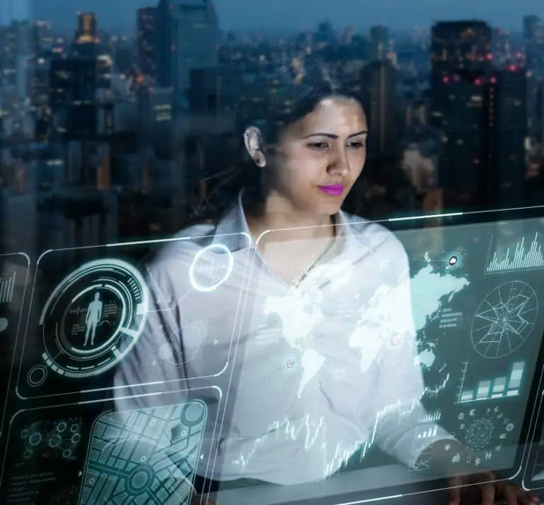 Woman staring at a screen