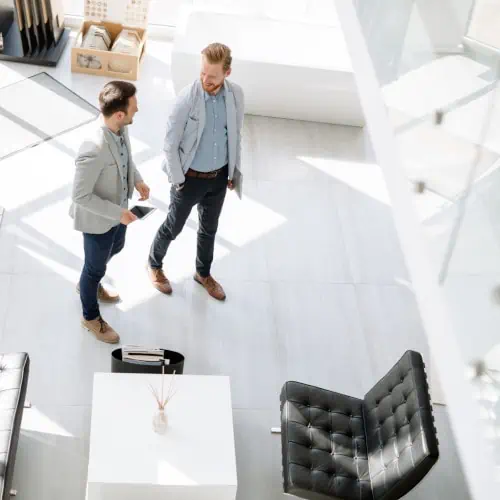 Sales person and customer  in furniture store