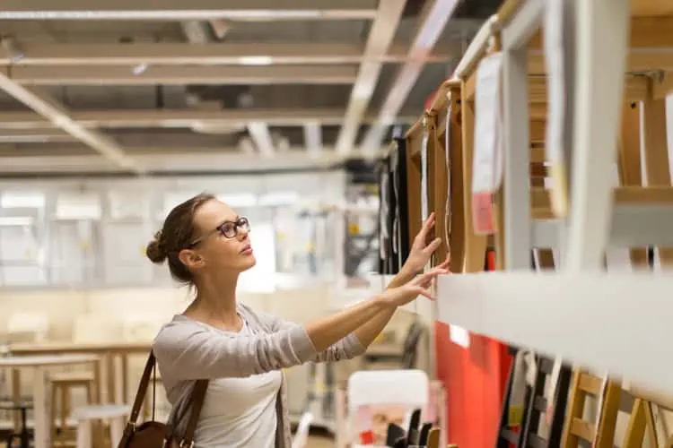 Woman looking at fabric swatches