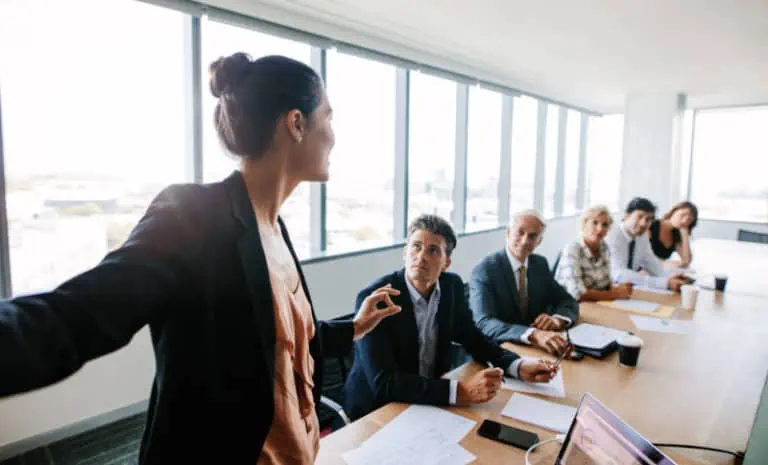 woman leading training class