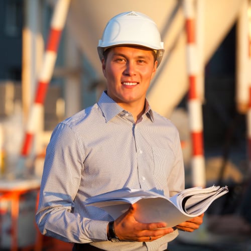 Worker with hardhat