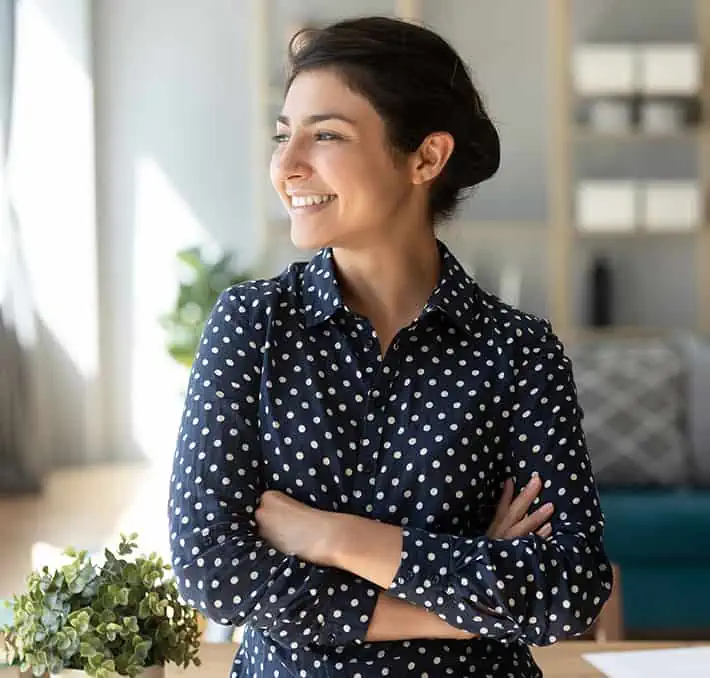 Business woman facing left
