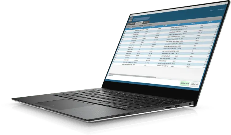 Open laptop displaying an AQ SKU spreadsheet with data neatly organized in rows and columns on the screen.