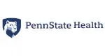 Logo of PennState Health featuring a white lion head on a blue shield next to the text PennState Health.