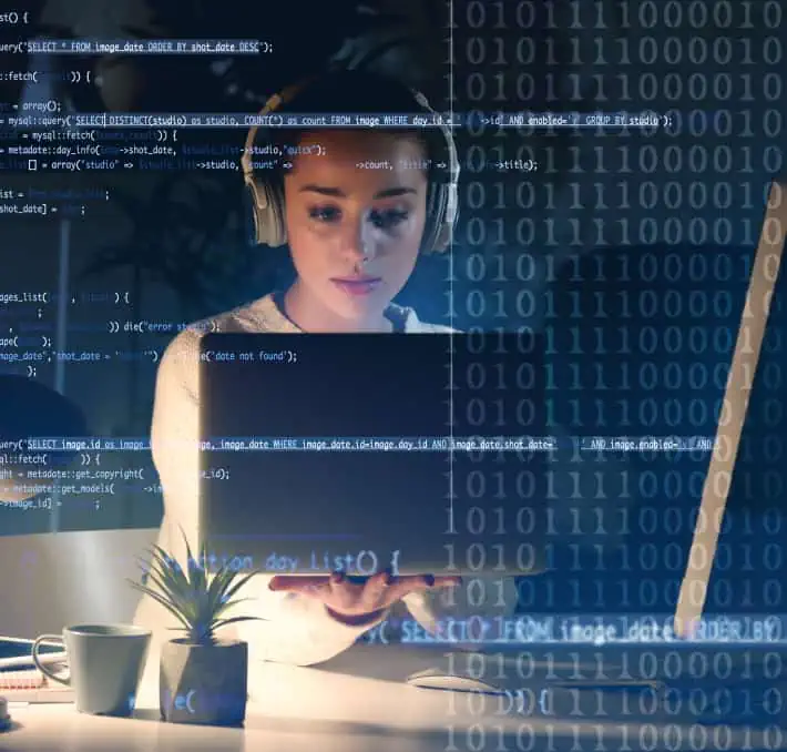 Tech female with headphones