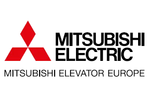 Mitsubishi logo with three red diamond shapes arranged in a triangular formation on a white background.