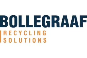Logo of Bollegraaf Recycling Solutions with blue and green Bollegraaf text above orange Recycling Solutions text.
