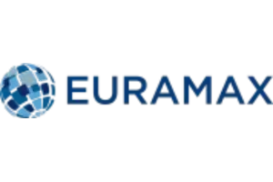 Logo featuring a globe with blue and white segments on the left and the word EURAMAX in blue text on the right.