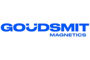Logo displaying Goudsmit Magnetics with Goudsmit in bold blue letters and Magnetics in smaller font underneath.