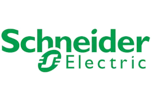 Logo of Schneider Electric, featuring the company name in green text with a stylized S design.