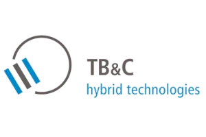 Logo with a stylized circular design on the left, text TB&C beside it, and hybrid technologies below in blue.