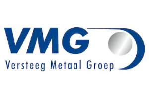 Logo with blue letters VMG and Versteeg Metaal Groep below.