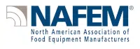 Logo NAFEM z tekstem: North American Association of Food Equipment Manufacturers, dumnie prezentujące partnerów Revalize.