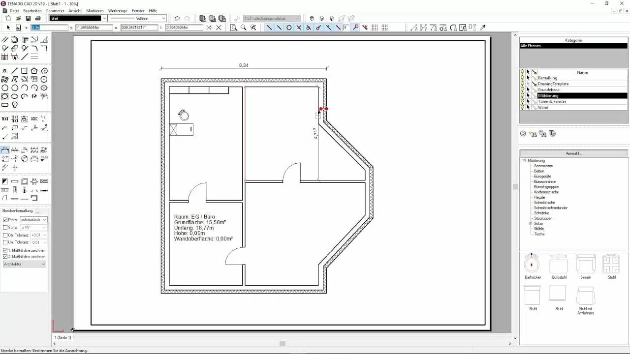 TENADO CAD 2D | Grundriss zeichnen