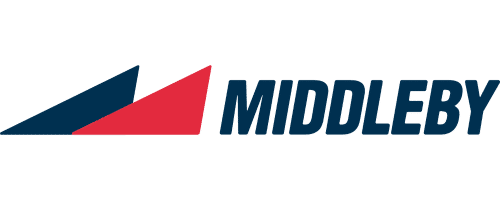 Middleby logo featuring two overlapping triangles, one blue and one red, next to the word MIDDLEBY in bold, dark blue capital letters.