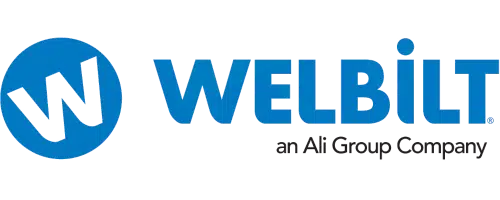 Welbilt logo with a blue W inside a circle, and the text WELBILT. an Ali Group Company to the right.