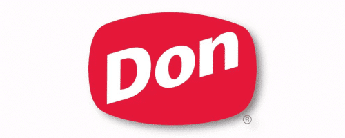 A red, rounded rectangle with the white text Don in bold letters in the center.