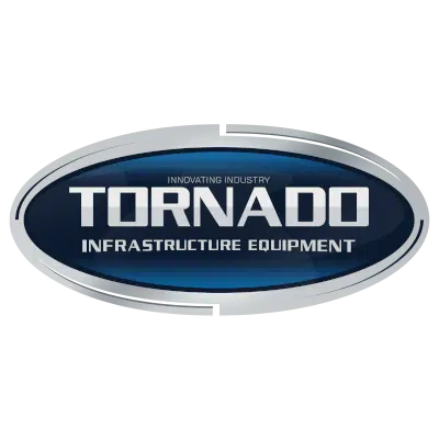 A blue and silver oval logo with the text Innovating Industry Tornado Infrastructure Equipment in bold, capital letters.