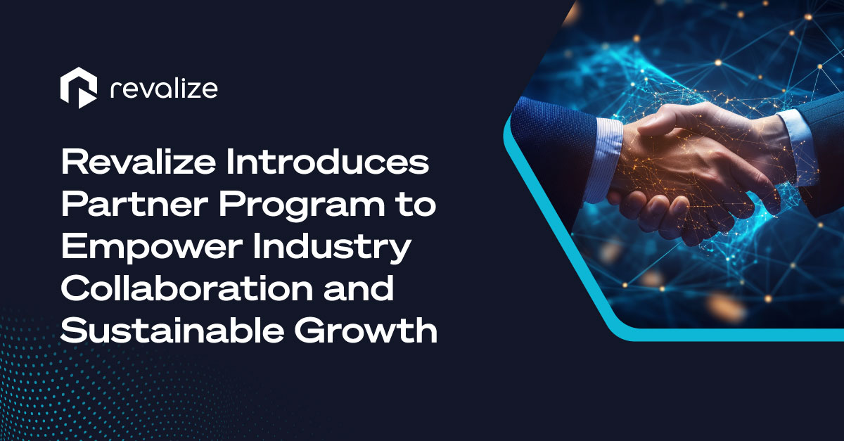 Revalize Unveils Partner Program aimed at enhancing industry collaboration and sustainable growth; image shows two people shaking hands.