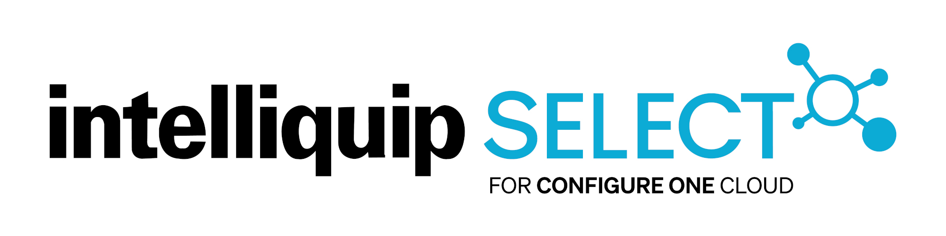 Intelliquip SELECT pump selection software for Configure One Cloud logo featuring black and blue text with a blue network icon.
