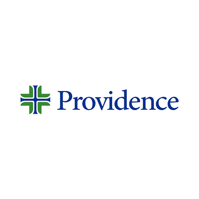 Providence Case Study logo featuring a blue wordmark next to a green and blue cross symbol on a white background.