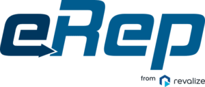 The eRep logo in blue text with an arrow in the letter e; from software revalize is written below, accompanied by the Revalize logo.